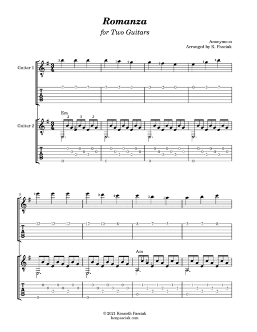 Romanza (for Two Guitars) image number null