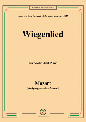 Book cover for Mozart-Wiegenlied,for Violin and Piano
