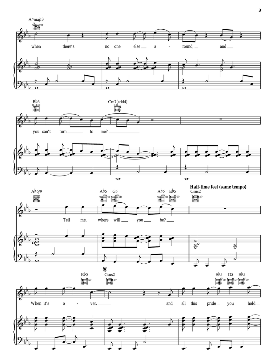 When It's Over When It's Over Piano, Vocal, Guitar scores gallery preview page 3