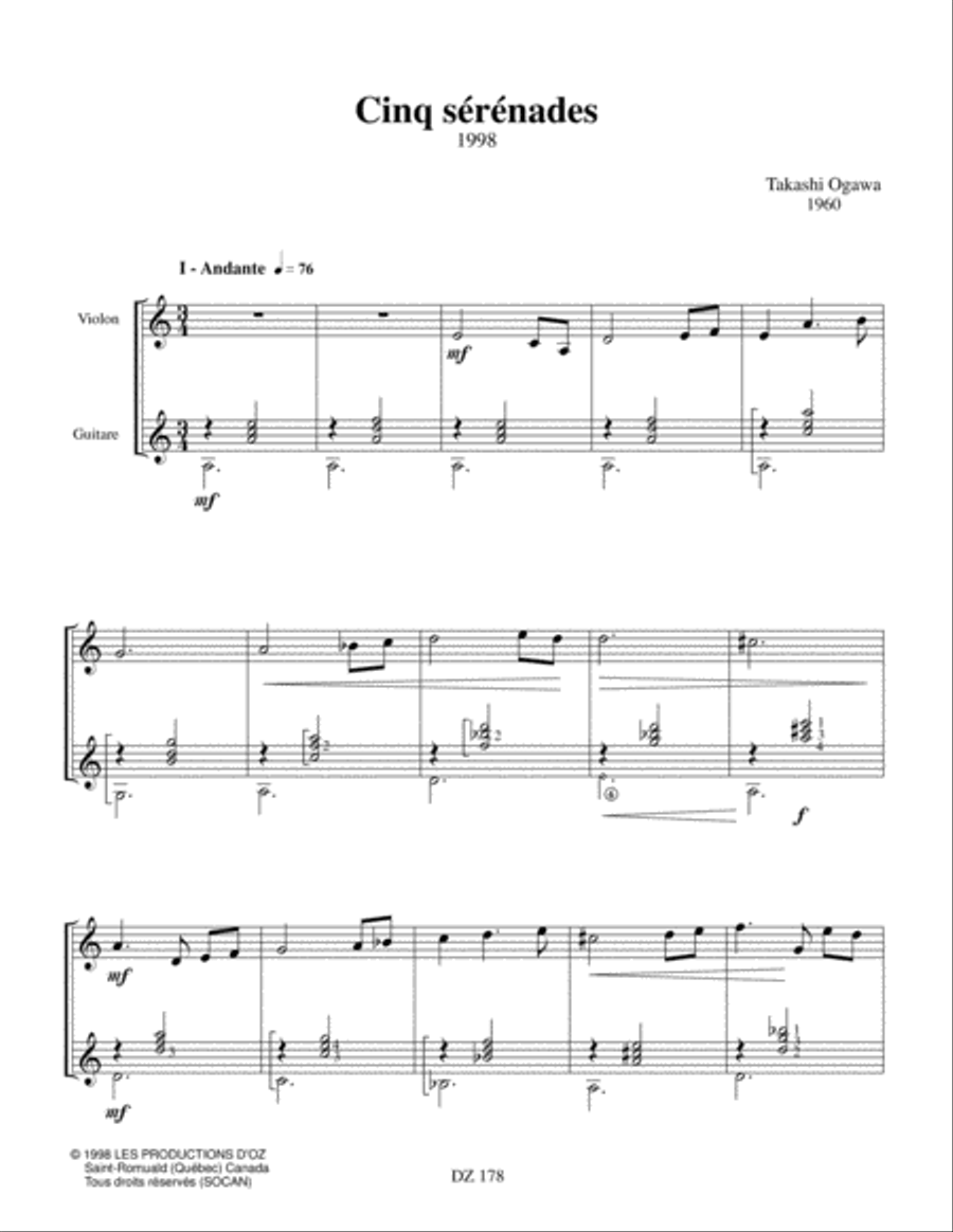 Cinq sérénades Cinq sérénades Violin scores gallery preview page 4