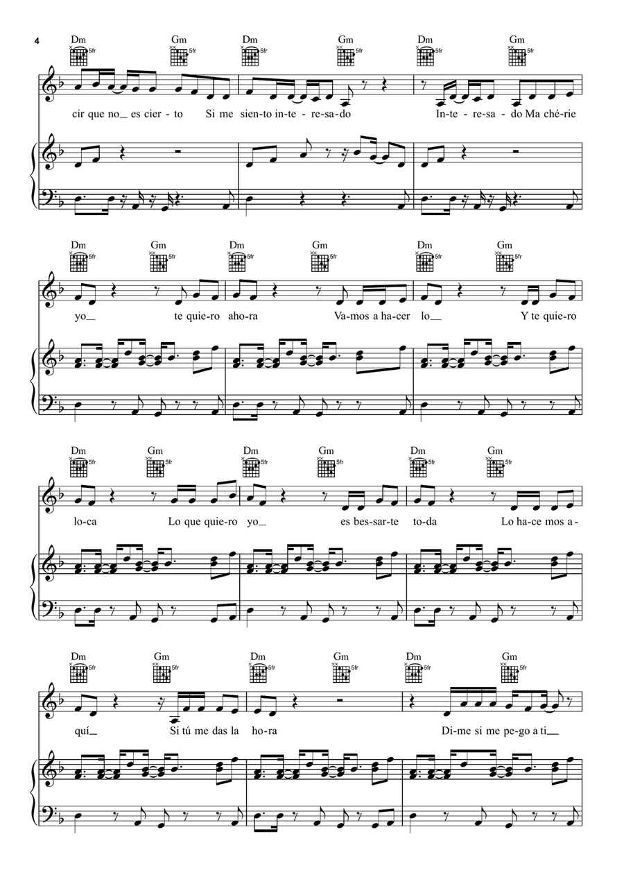 Ma Chérie Piano, Vocal, Guitar scores gallery preview page 4