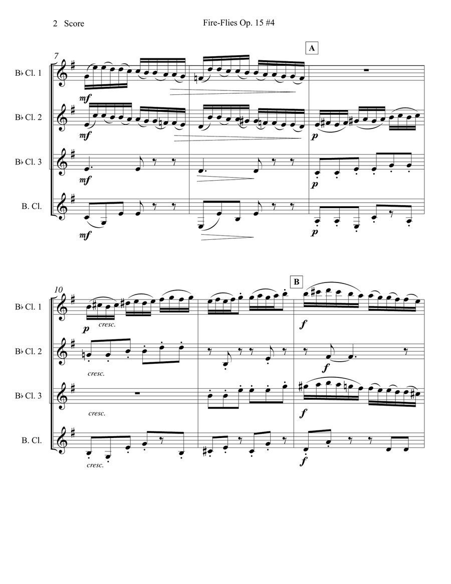Amy Beach - Fire-Flies set for Clarinet Quartet Clarinet Quartet scores gallery preview page 3
