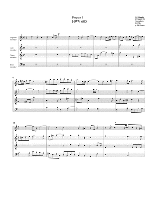 Book cover for Fugue no.1, HWV 605 (arrangement for 4 recorders)