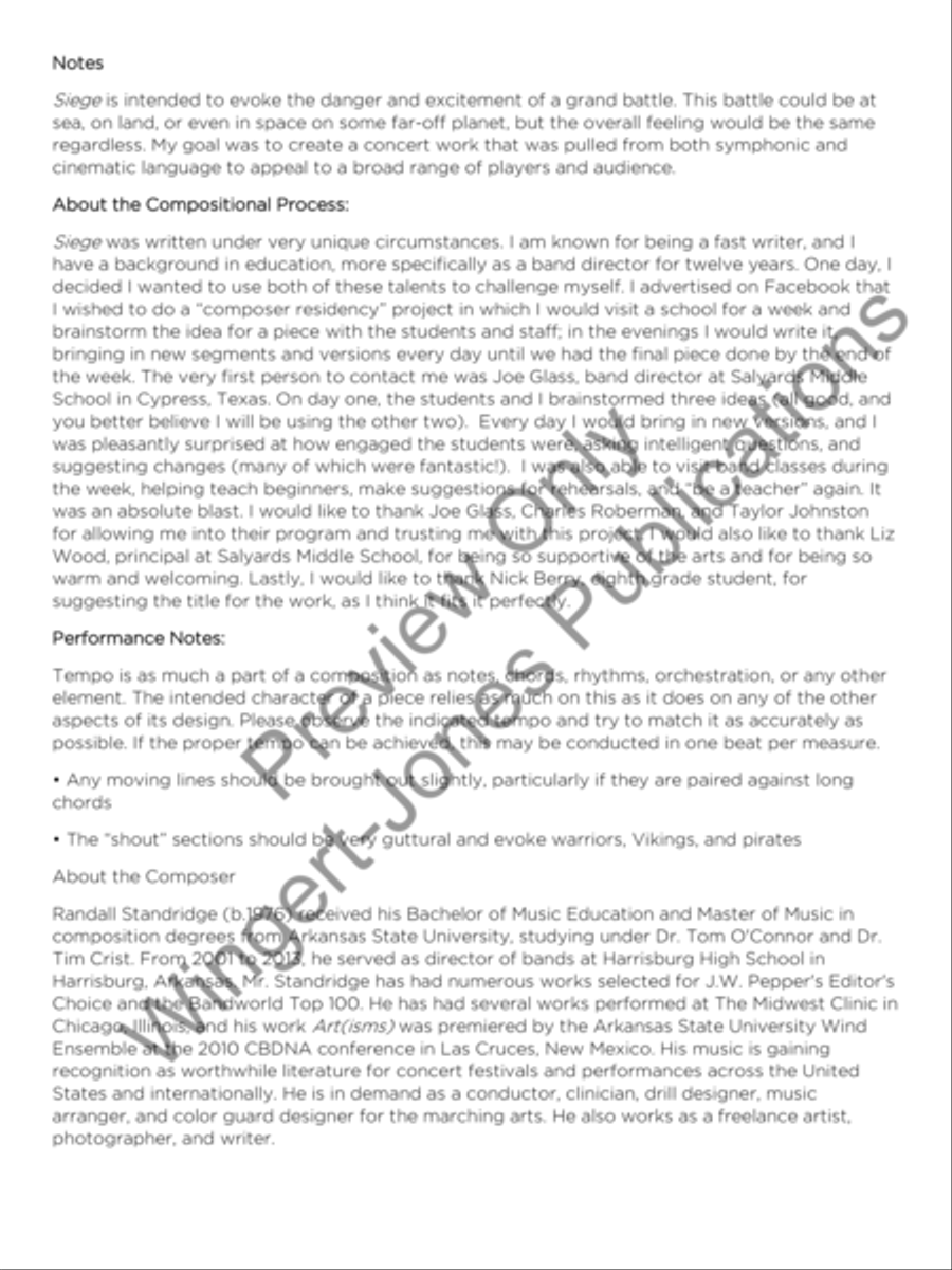 Siege (Score) Concert Band scores gallery preview page 3