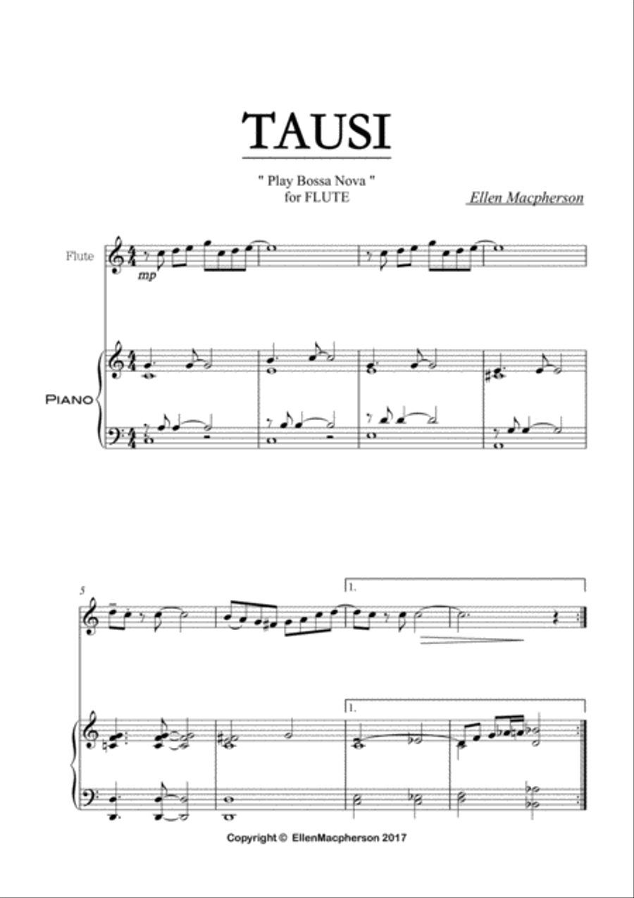 TAUSI (Bossa Nova) - Flute and Piano Flute Solo scores gallery preview page 5