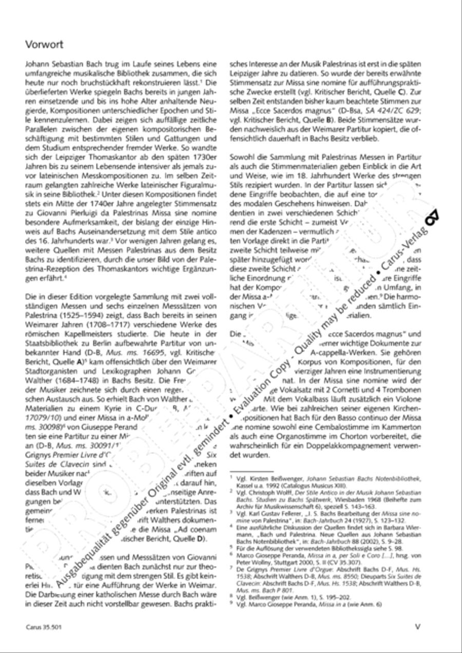 Palestrina: Masses and individual movements