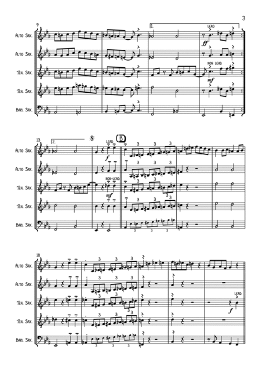 (everybody's Waitin' For) The Man With The Bag Saxophone Quintet scores gallery preview page 3