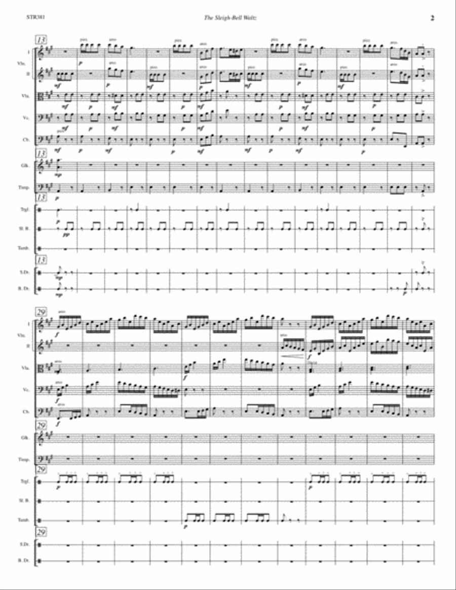 THE SLEIGH-BELL WALTZ for STRING ORCHESTRA with optional Percussion String Orchestra scores gallery preview page 2