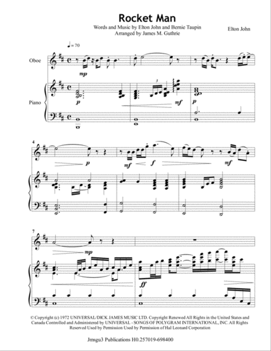 Rocket Man (I Think It's Gonna Be A Long Long Time) Piano scores gallery preview page 2