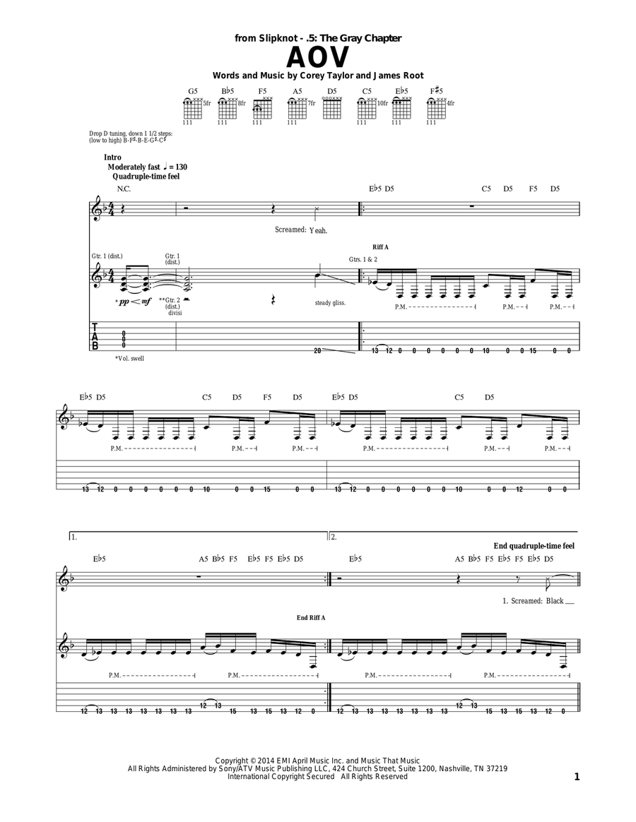 AOV AOV Electric Guitar scores gallery preview page 1