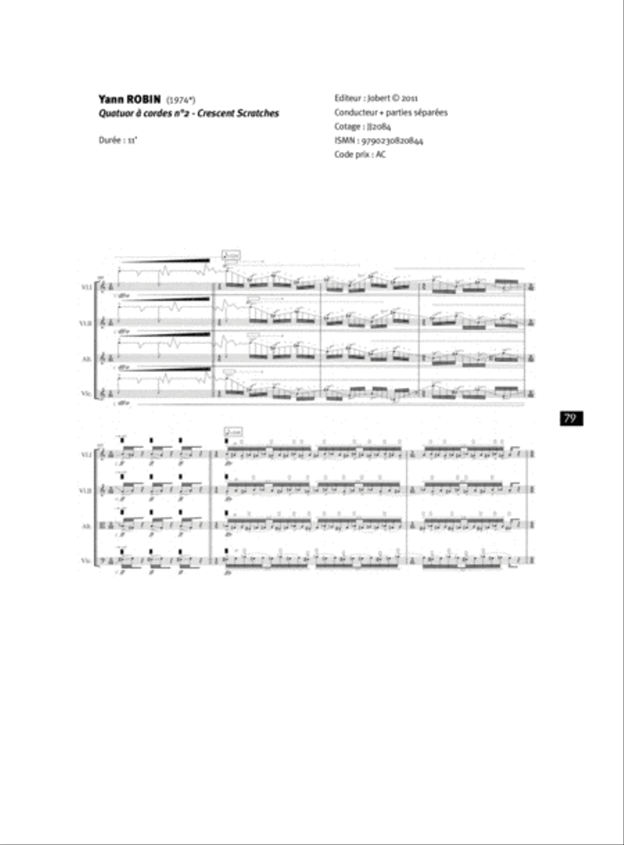Quatuor a cordes No. 2 Crescent Scratches String Quartet scores gallery preview page 2