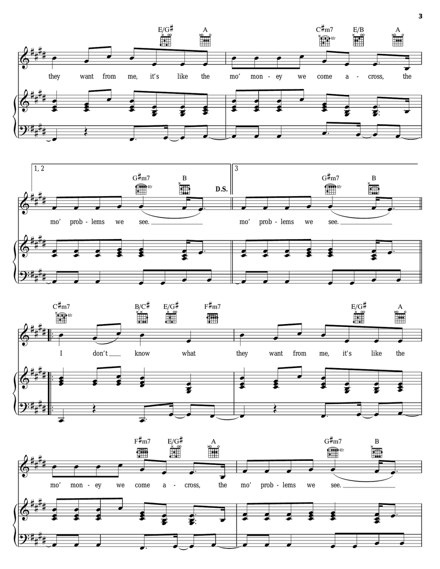 Mo' Money Mo' Problems Piano, Vocal, Guitar scores gallery preview page 3