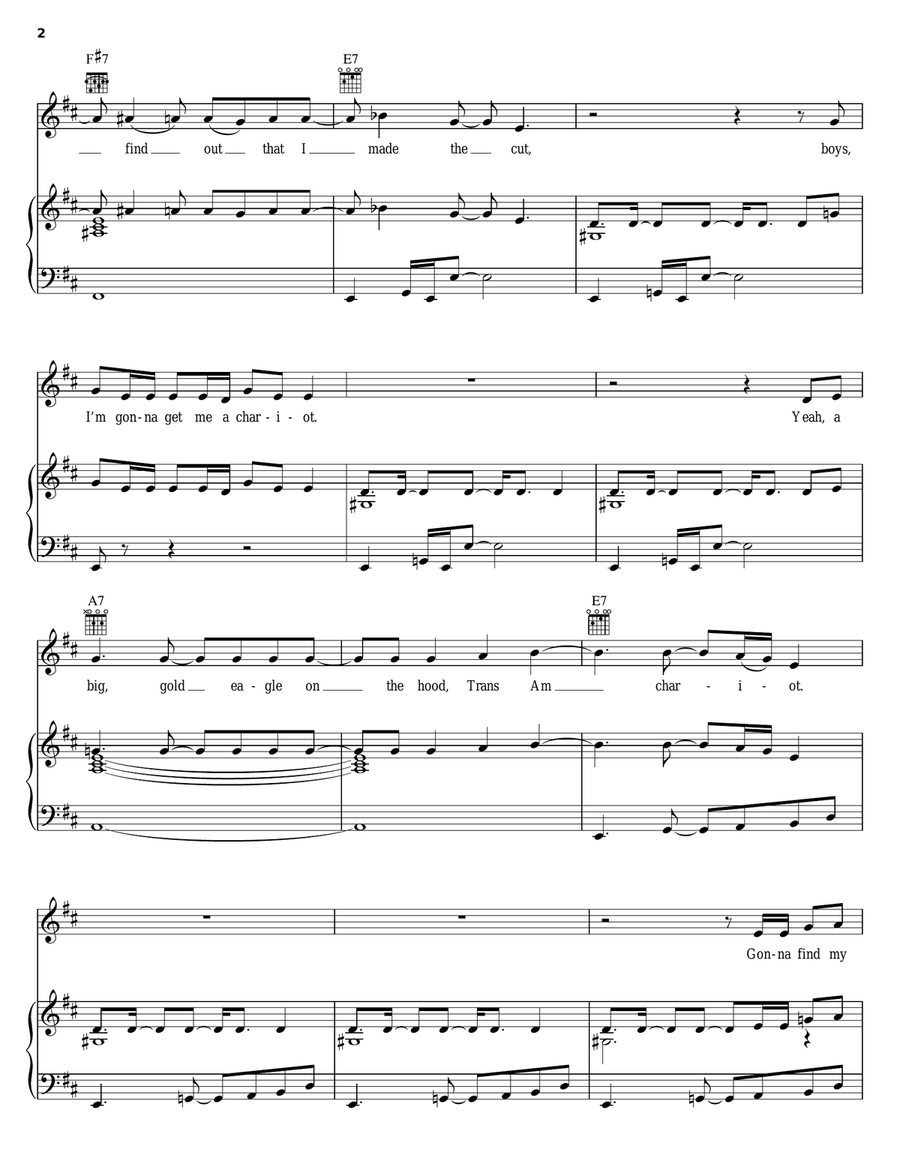 Chariot Chariot Piano, Vocal, Guitar scores gallery preview page 2