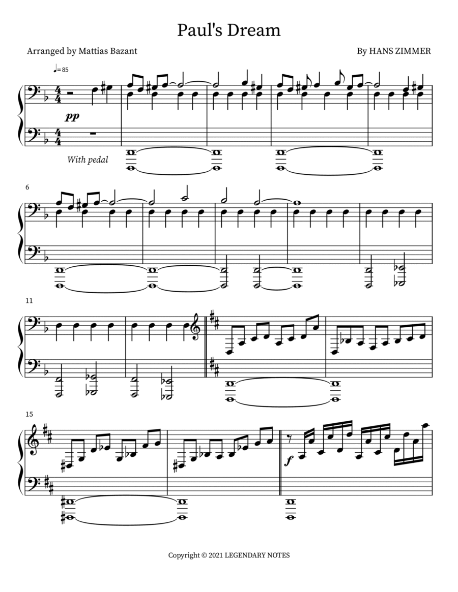 Paul's Dream Piano Solo scores gallery preview page 1
