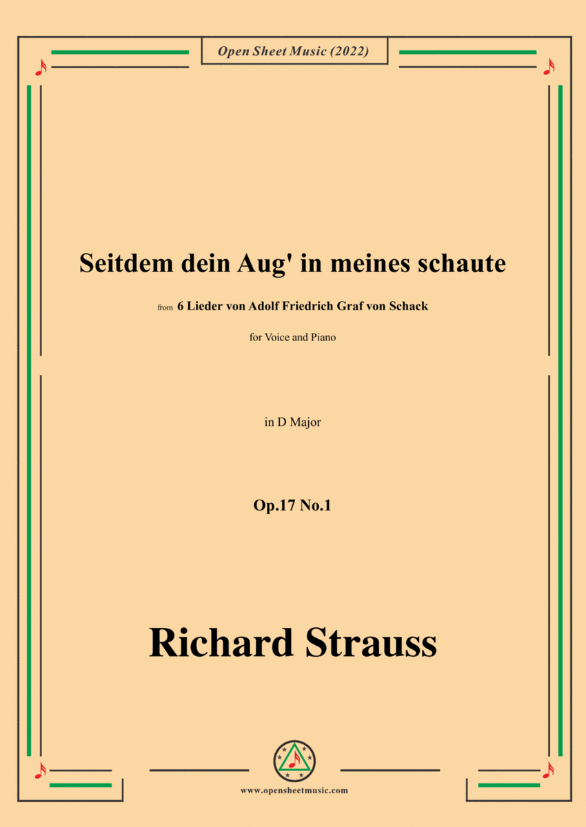 Richard Strauss-Seitdem dein Aug' in meines schaute,in D Major image number null