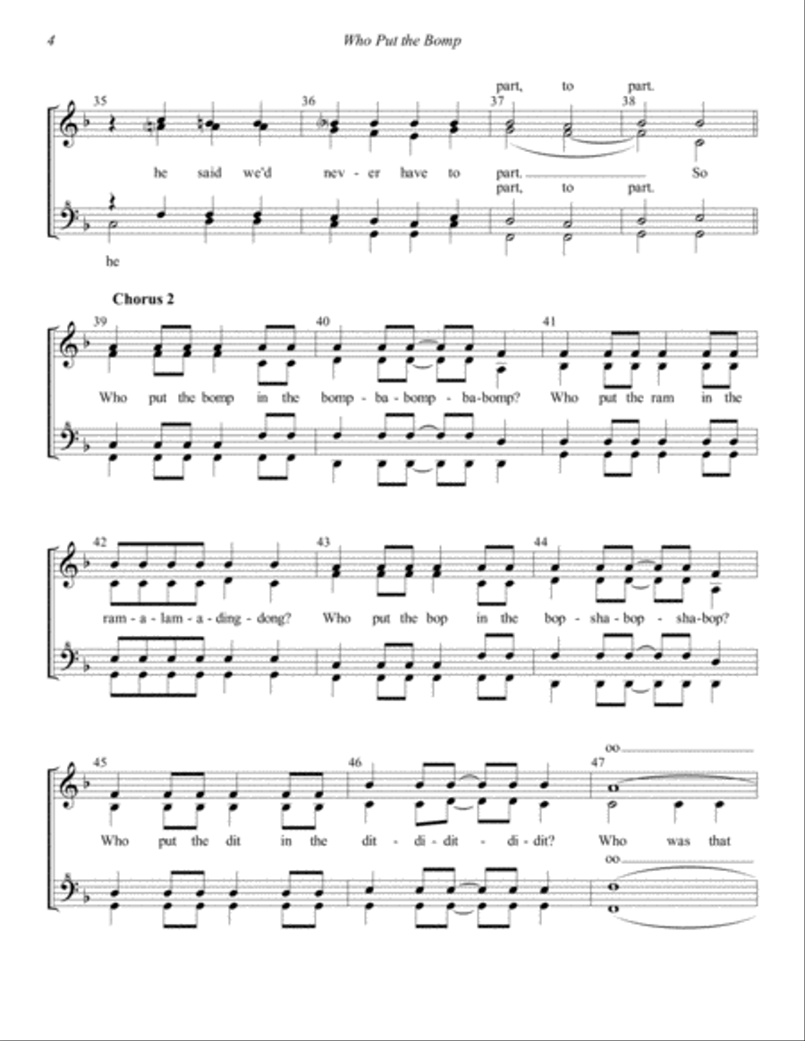 Who Put The Bomp (in The Bomp Ba Bomp Ba Bomp) SSAA scores gallery preview page 4
