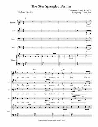 The Star Spangled Banner - SATB and piano