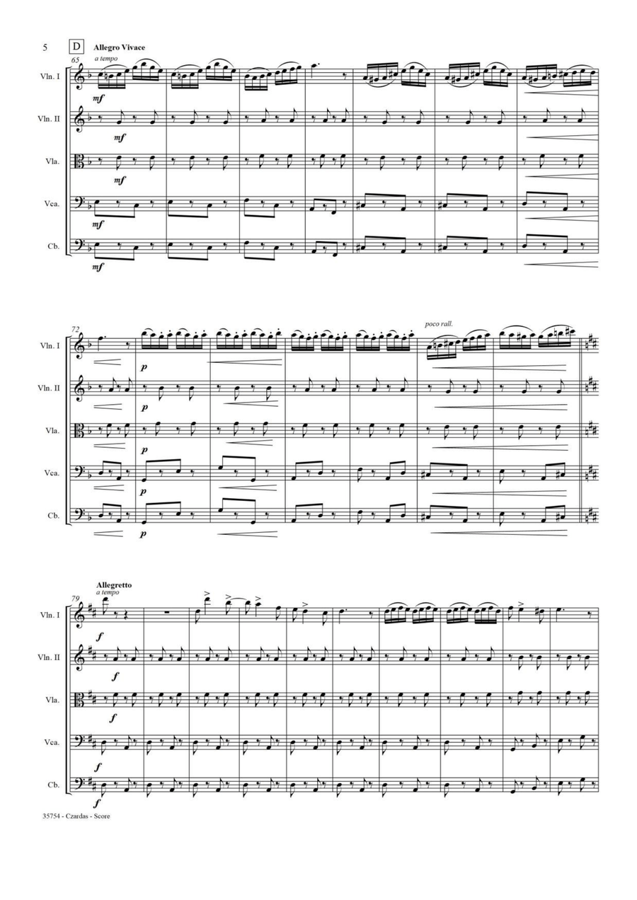 CZARDAS NO1 - STRING QUARTET String Quartet scores gallery preview page 5