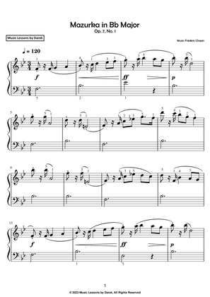 Mazurka in Bb Major (EASY PIANO) Op. 7, No. 1 [Frédéric Chopin]