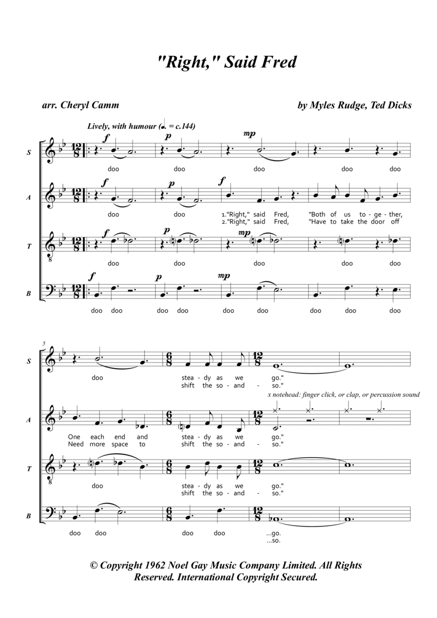 Right Said Fred 4-Part scores gallery preview page 1