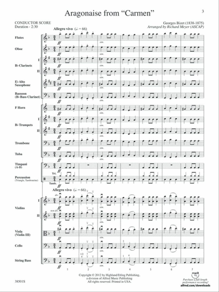 Aragonaise from Carmen: Score Full Orchestra scores gallery preview page 3