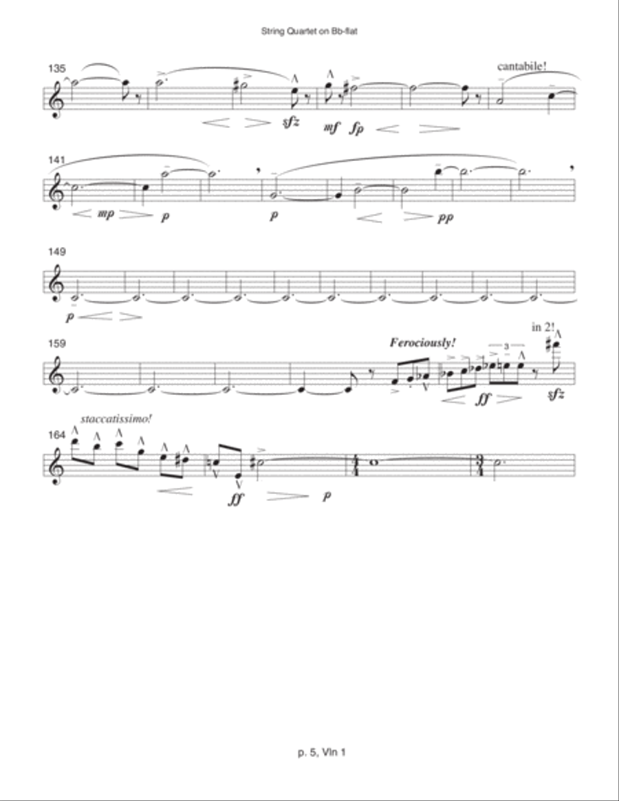 String Quartet on B-flat (1989-90, rev. 1993) violin 1 part String Quartet scores gallery preview page 5