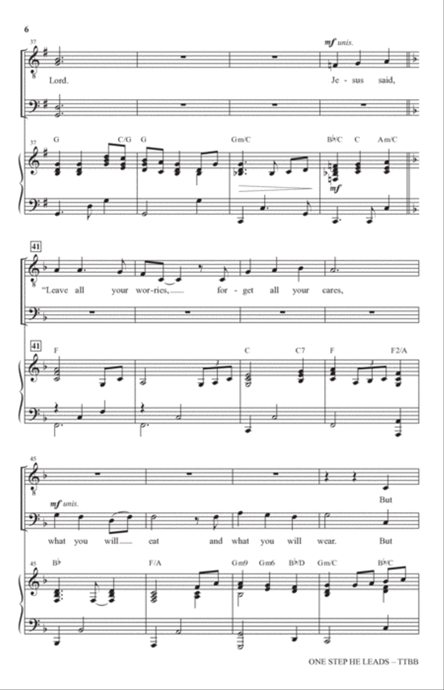 One Step He Leads TTBB scores gallery preview page 4