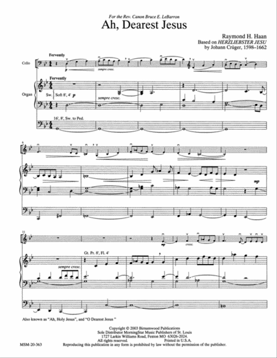 Ah, Dearest Jesus Three Lenten Pieces for Cello or Viola Cello scores gallery preview page 2