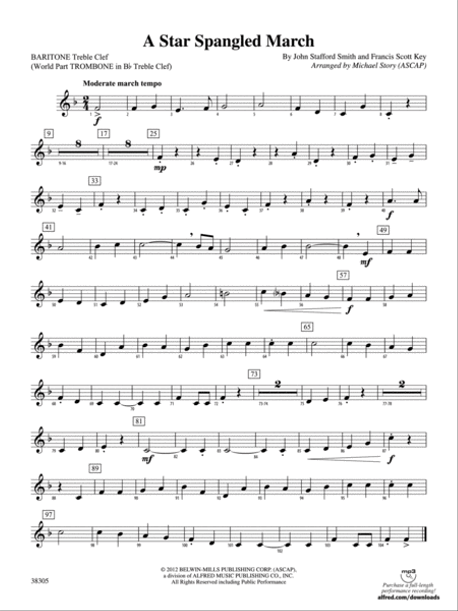 A Star Spangled March: Baritone T.C. Concert Band scores gallery preview page 1