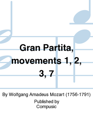 Book cover for Gran Partita, movements 1, 2, 3, 7