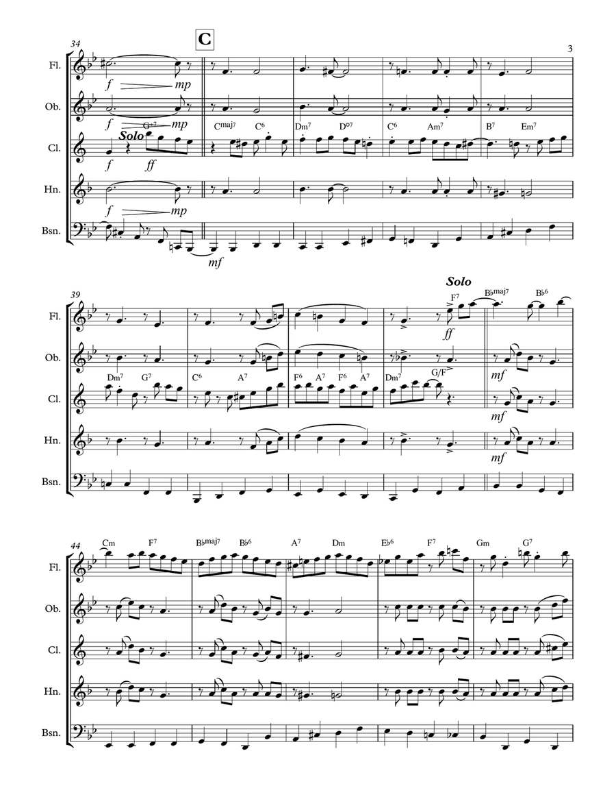 I Heard the Bells on Christmas Day (for Woodwind Quintet) Woodwind Quintet scores gallery preview page 4