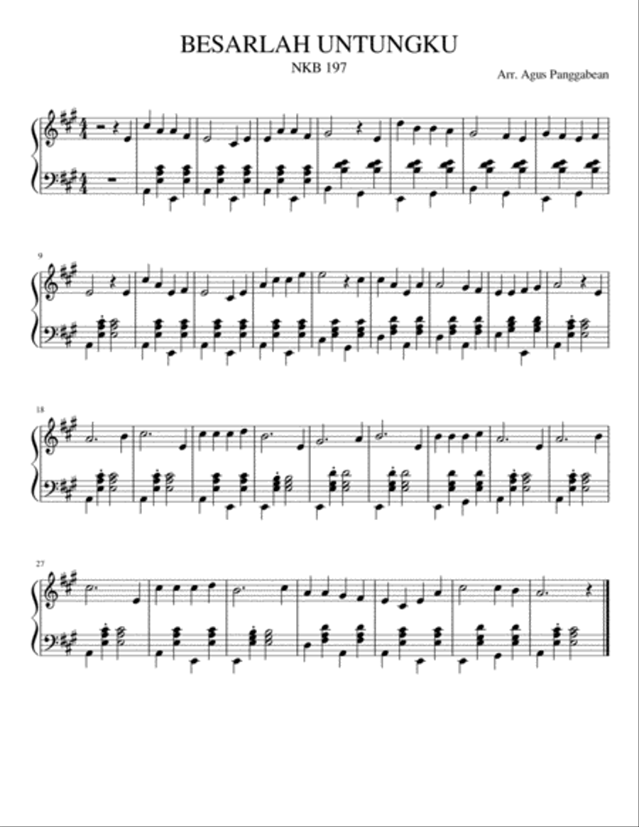 BESARLAH UNTUNGKU BESARLAH UNTUNGKU Piano Solo scores gallery preview page 1