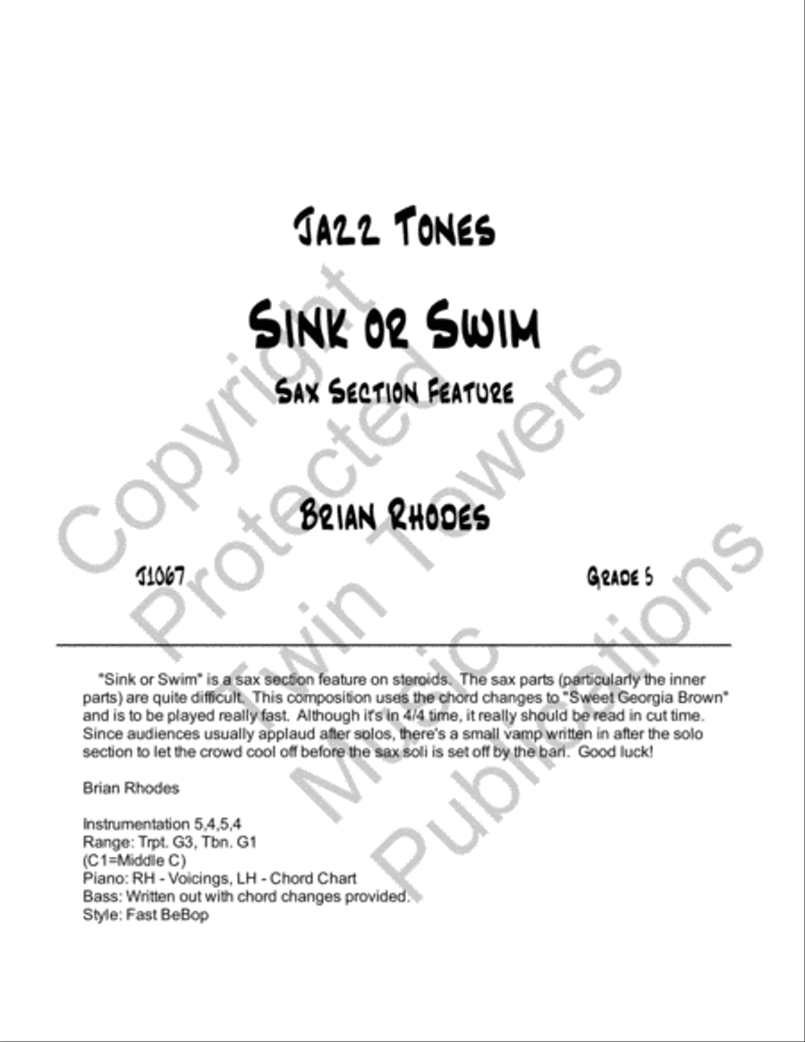 Sink Or Swim Sink Or Swim Jazz Ensemble scores gallery preview page 2
