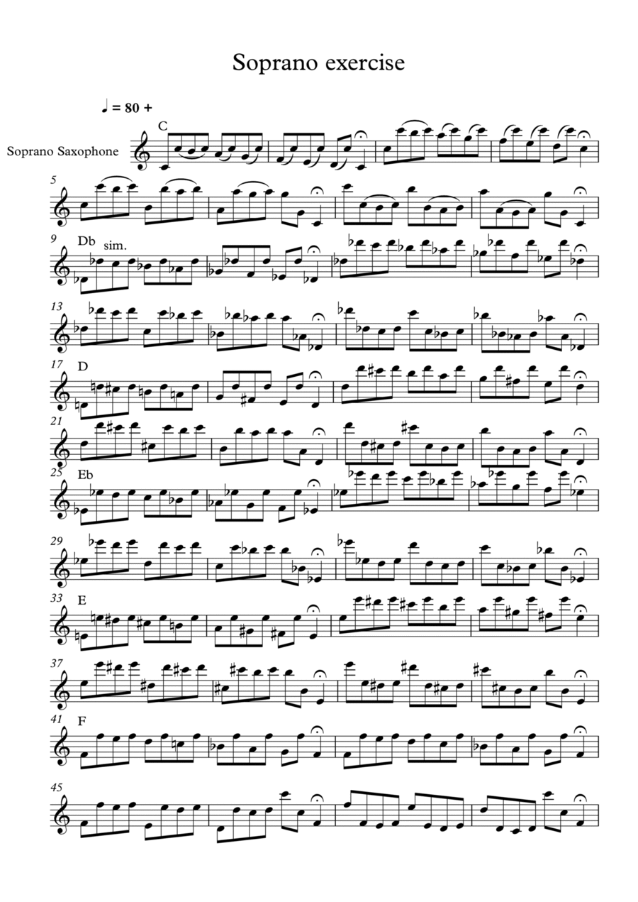 Soprano Tone and Register Control Exercise Woodwind Quartet scores gallery preview page 1