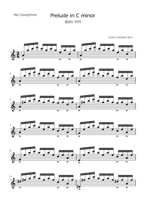 Prelude in C minor - BWV 999 - Alto Sax