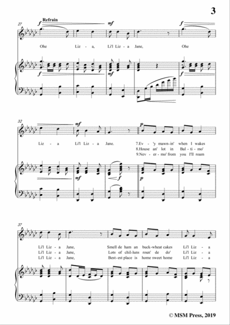Ada DeLachau-Li'l Liza Jane,in G flat Major,for Voice and Piano Voice Solo scores gallery preview page 5