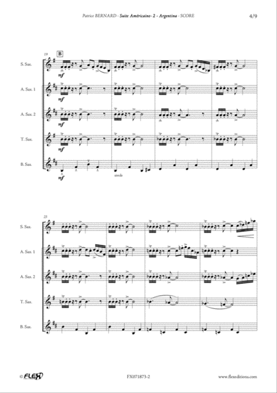 Suite Americaine - 2 - Argentina Saxophone Quintet scores gallery preview page 4
