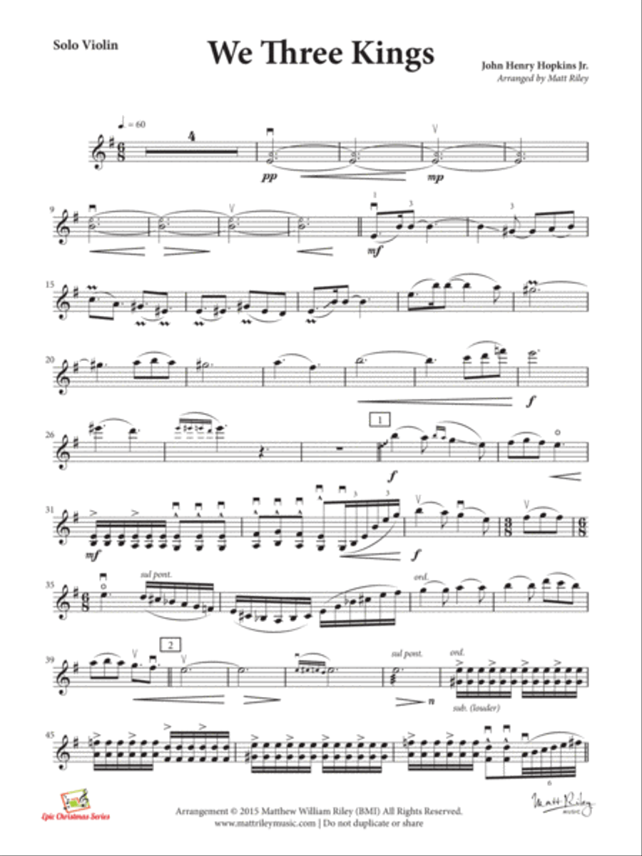 We Three Kings Violin Solo scores gallery preview page 3
