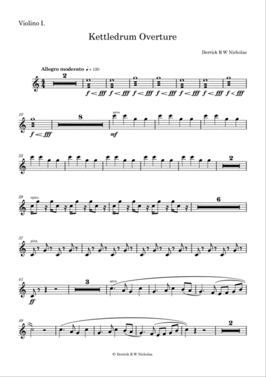 Kettledrum Overture, Opus 2 - Violin I Violin Solo scores gallery preview page 2