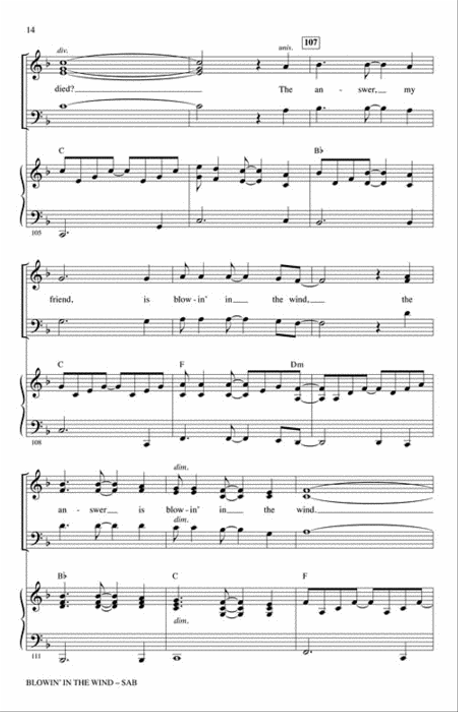Blowin' in the Wind 3-Part scores gallery preview page 4