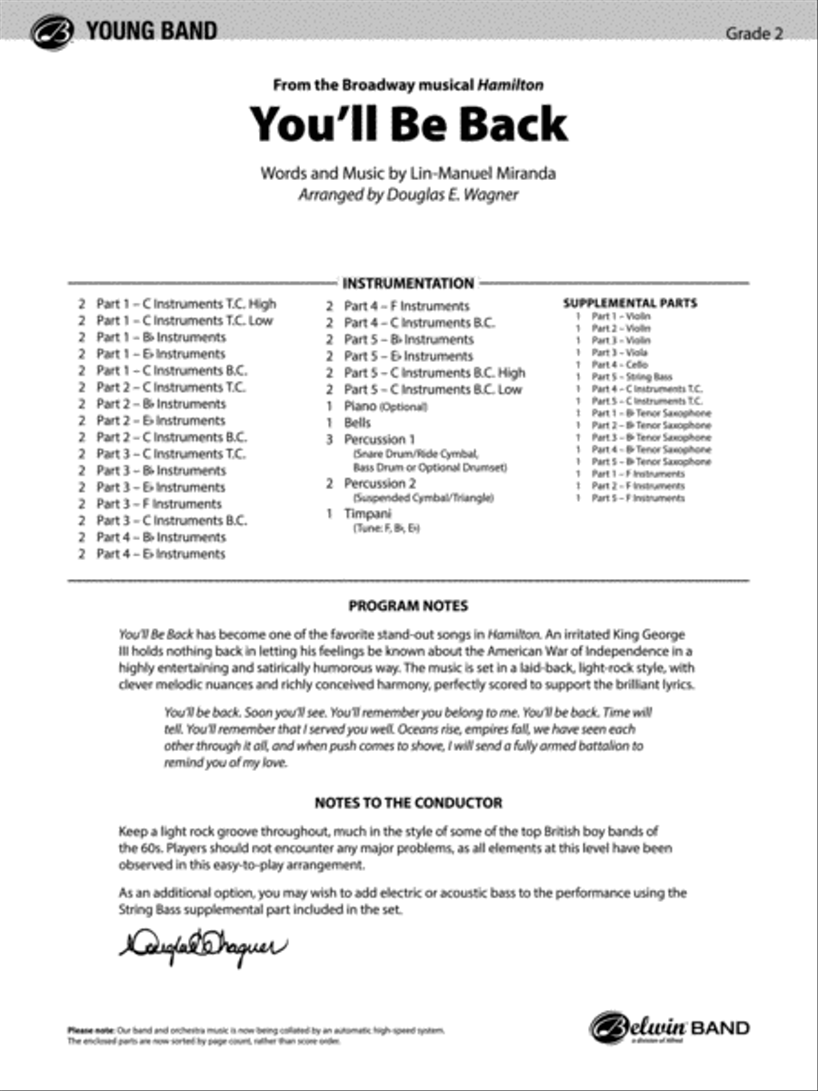 You'll Be Back: Score Concert Band scores gallery preview page 1