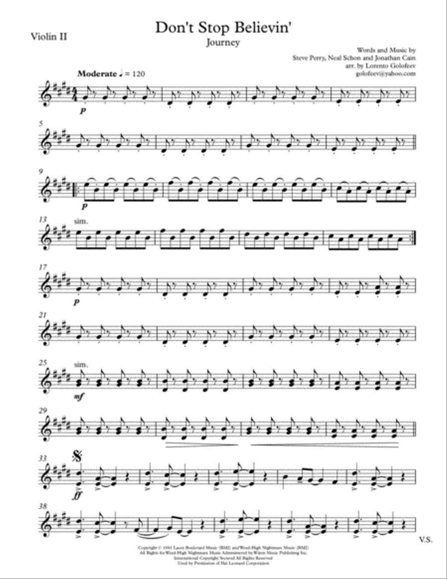 Don't Stop Believin' String Quartet scores gallery preview page 3