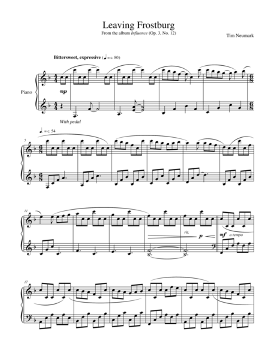 Leaving Frostburg Leaving Frostburg Piano Solo scores gallery preview page 1