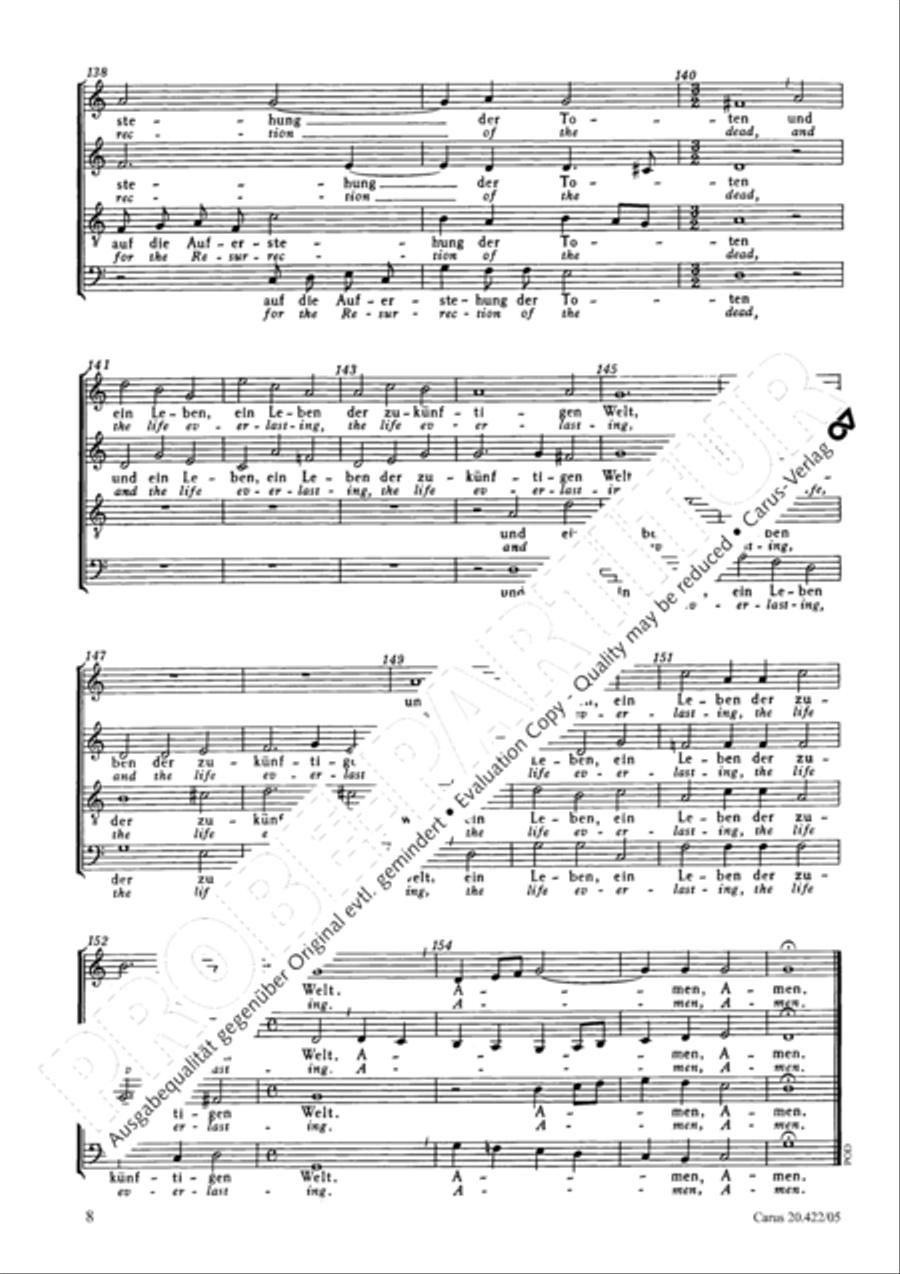 I belive in one god (Ich glaube an einen einigen Gott) 4-Part scores gallery preview page 9