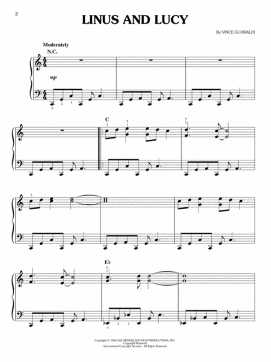 Linus and Lucy Easy Piano scores gallery preview page 2