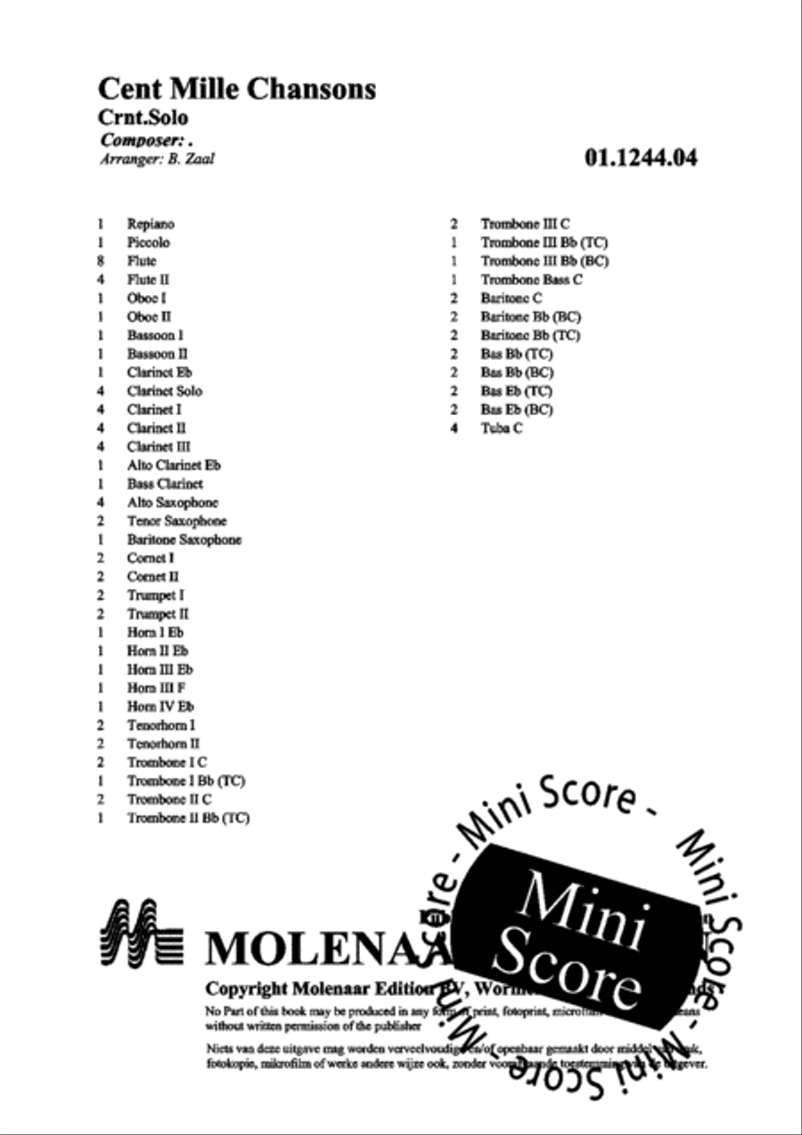 Cent Mille Chansons Concert Band scores gallery preview page 4