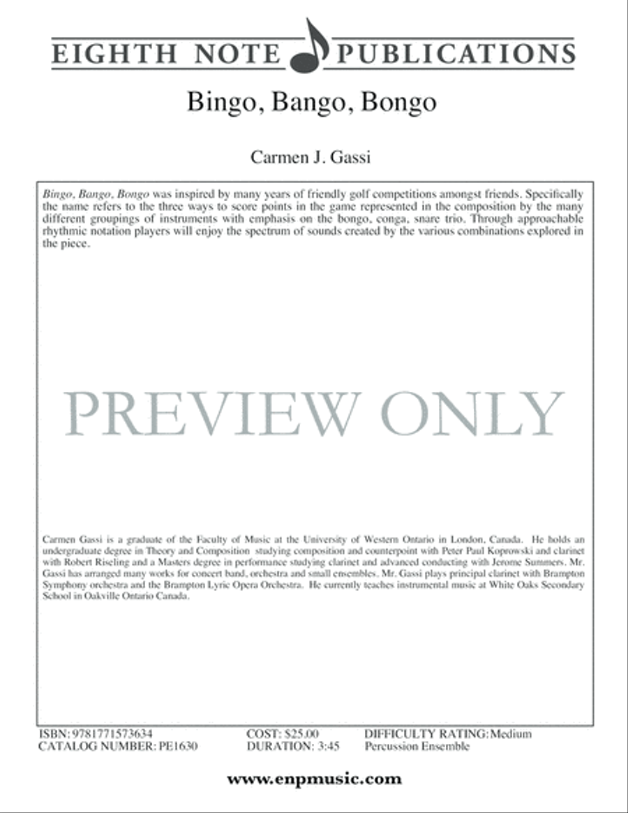 Bingo, Bango, Bongo Small Ensemble scores gallery preview page 2