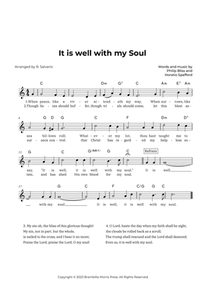 Book cover for It is Well with My Soul (Key of C Major)