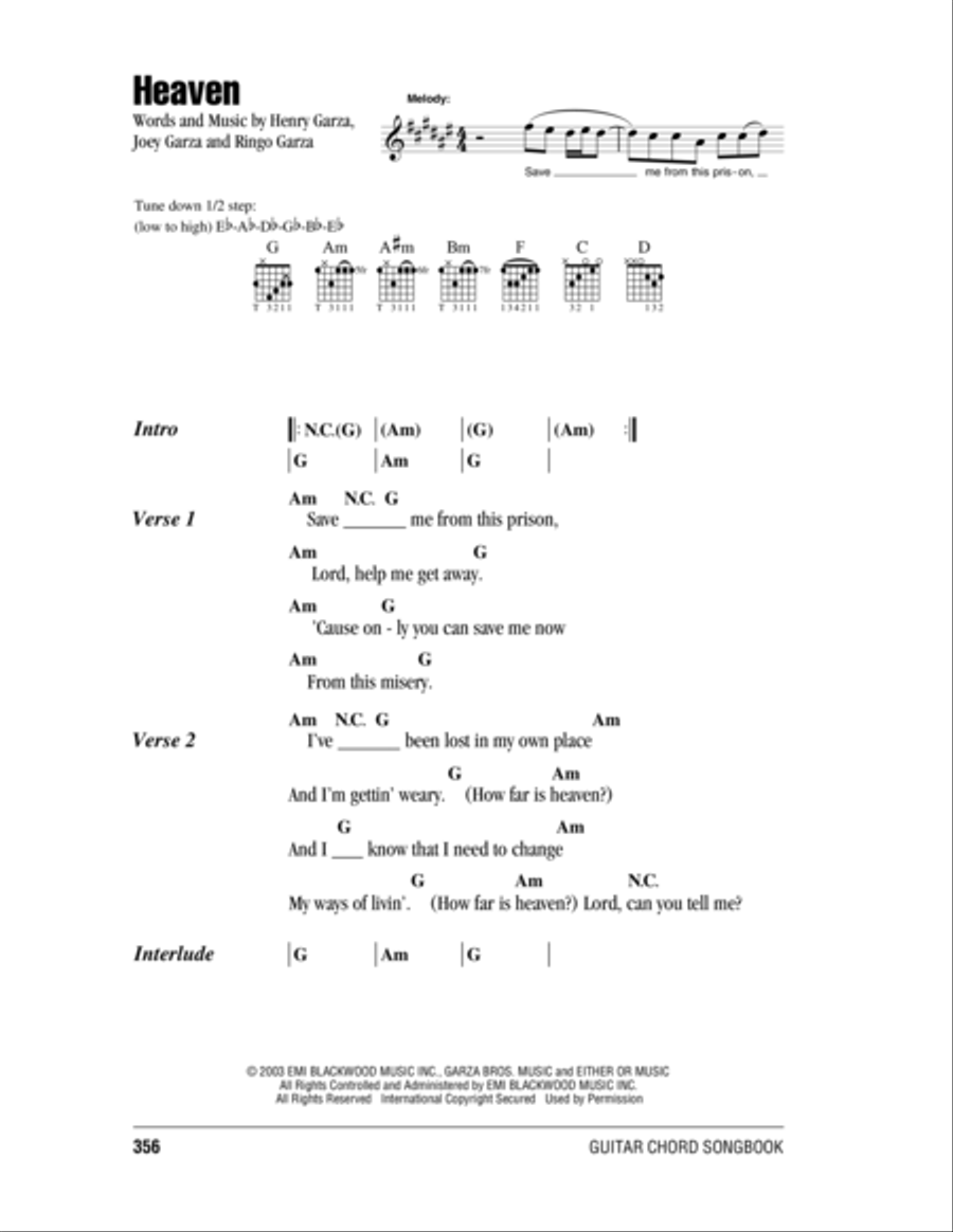Heaven Acoustic Guitar scores gallery preview page 1