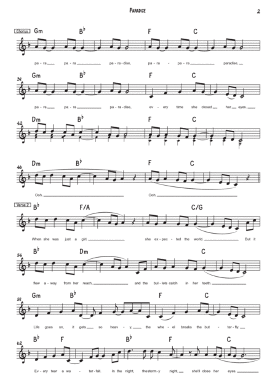 Paradise Paradise Piano scores gallery preview page 2